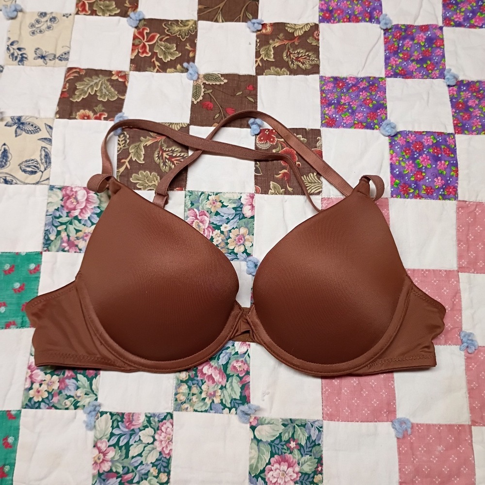 Pink by Victoria Secret Wear‎ Everywhere Push Up Size 34A Brown Crossback